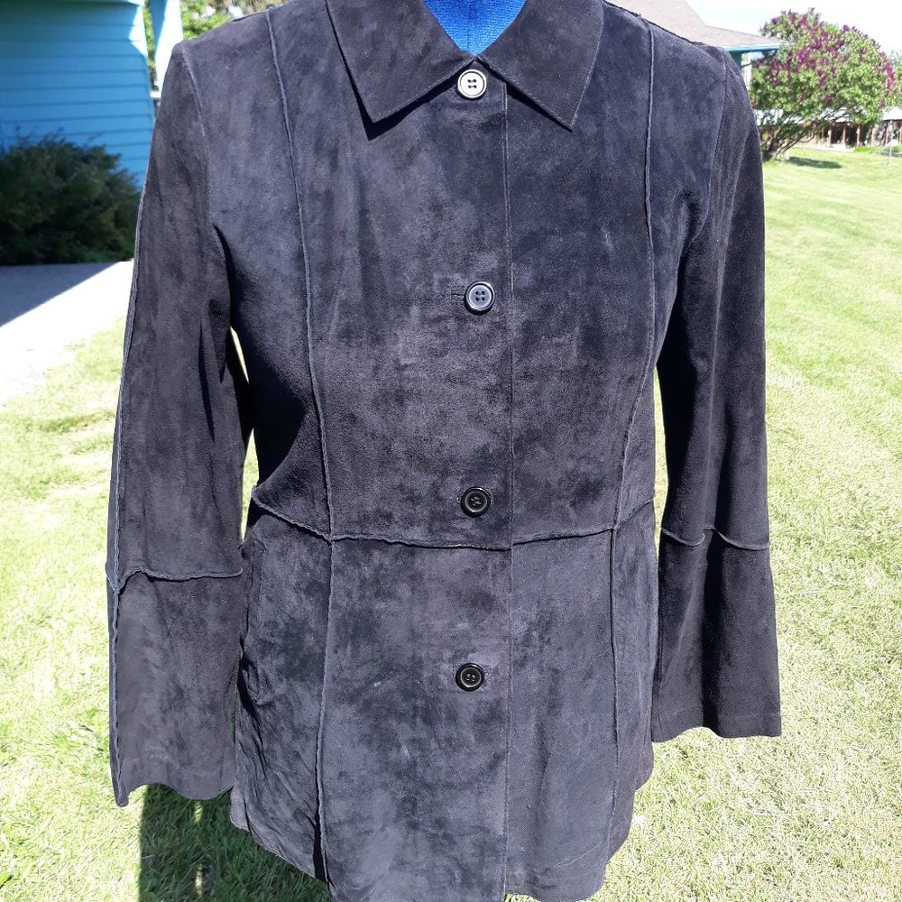 ZaZee Dark Black Suede Jacket - Lightweight